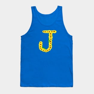 Sunflowers Initial Letter J (Black Background) Tank Top